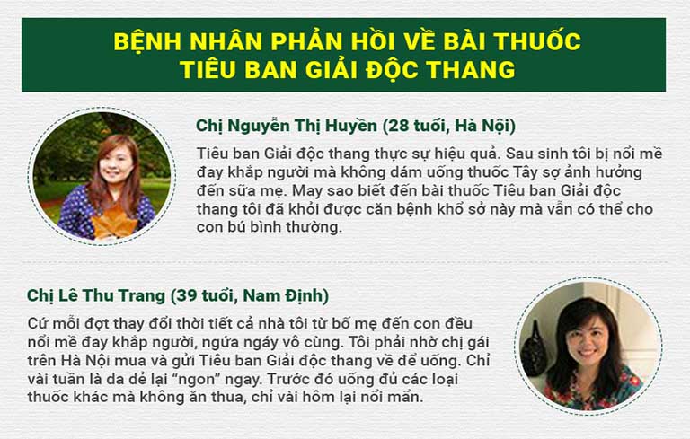 Phản hồi của người bệnh về hiệu quả bài thuốc Tiêu ban giải độc thang