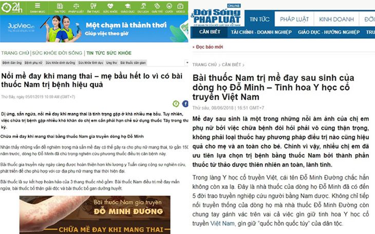 Báo chí đưa tin về hiệu quả bài thuốc Mề đay Đỗ Minh